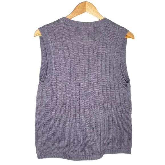 Alfred Dunner Vintage Gray Wool Blend Floral Embroidered Knit Sweater Vest Small - Picture 10 of 11